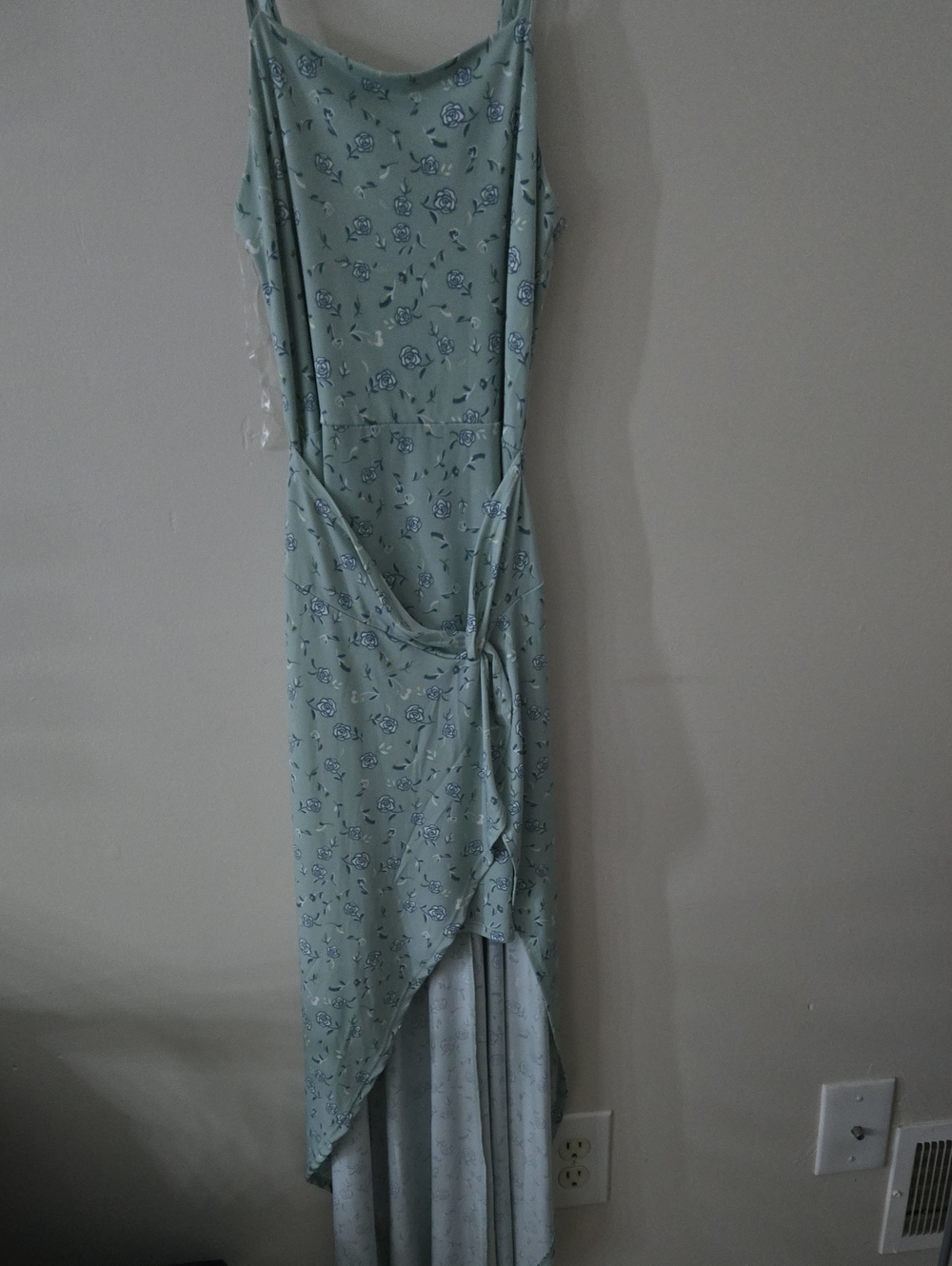 Sleeveless Mint Floral Tie-Waist Maxi Dress